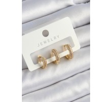 Pirinç Zirkon Taşlı Yıldız Model Gold Renk 3'lü Çift Kadın Küpe Set