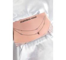 316L Çelik Zirkon Taşlı Damla Model Gümüş Renk Göbek Zinciri