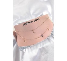 316L Çelik Zirkon Taşlı Kutup Yıldızı Model Gold Renk Göbek Zinciri