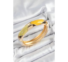 Pirinç Beyaz Yeşil Sarı Mineli Baklava Model Gold Renk Kadın Kelepçe