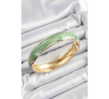 Pirinç Mavi Yeşil Mineli Mermer Desen Model Gold Renk Kadın Kelepçe