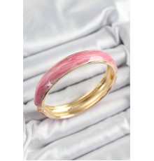 Pirinç Pembe Mineli Mermer Desen Model Gold Renk Kadın Kelepçe