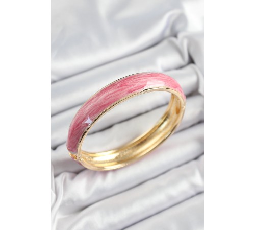 Pirinç Pembe Mineli Mermer Desen Model Gold Renk Kadın Kelepçe Pirinç Pembe Mineli Mermer Desen Model Gold Renk Kadın Kelepçe