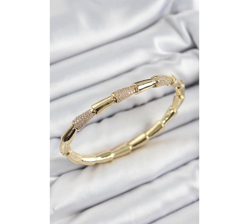 Pirinç Zirkon Taşlı Kemik Model Gold Renk Vip Kadın Bileklik Pirinç Zirkon Taşlı Kemik Model Gold Renk Vip Kadın Bileklik