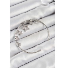 Pirinç Zirkon Taşlı Yıldız Model Gümüş Renk Charm Bileklik