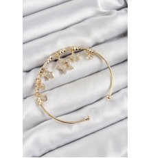 Pirinç Zirkon Taşlı Yıldız Model Gold Renk Charm Bileklik