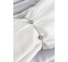 316L Çelik Yonca Model Gümüş Renk Kadın Bileklik