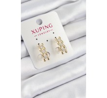 Xuping Zirkon Taşlı Sıralı Damla Model Gold Renk Kadın Küpe