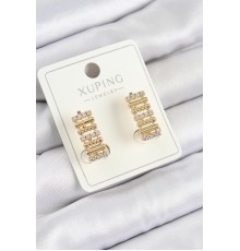 Xuping Zirkon Taşlı Dikdörtgen Model Gold Renk Kadın Küpe