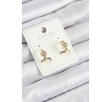 Xuping Zirkon Taşlı Çiçek Model Gold Renk Kadın Küpe