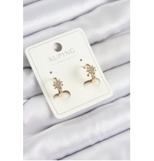 Xuping Zirkon Taşlı Çiçek Model Gold Renk Kadın Küpe