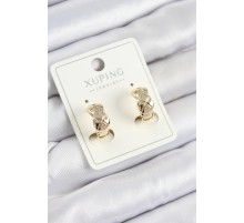 Xuping Zirkon Taşlı Geometrik Desenli Halka Model Gold Renk Kadın Küpe