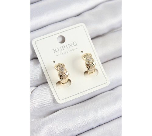 Xuping Zirkon Taşlı Geometrik Desenli Halka Model Gold Renk Kadın Küpe Xuping Zirkon Taşlı Geometrik Desenli Halka Model Gold Renk Kadın Küpe