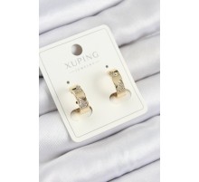 Xuping Zirkon Taşlı Desenli Halka Model Gold Renk Kadın Küpe