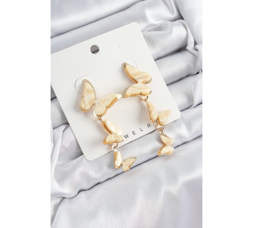 Pirinç Sedef Sallantılı Mermer Desenli Kelebek Model Gold Renk Vintage Kadın Küpe Pirinç Sedef Sallantılı Mermer Desenli Kelebek Model Gold Renk Vintage Kadın Küpe