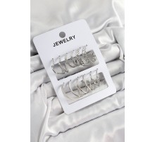 Pirinç Karışık Halka Model Gümüş Renk 6 Çift Kadın Küpe Set