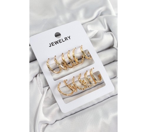 Pirinç Karışık Halka Model Gold Renk 6 Çift Kadın Küpe Set Pirinç Karışık Halka Model Gold Renk 6 Çift Kadın Küpe Set