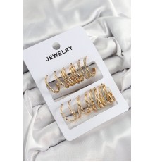 Pirinç Karışık Halka Model Gold Renk 6 Çift Kadın Küpe Set