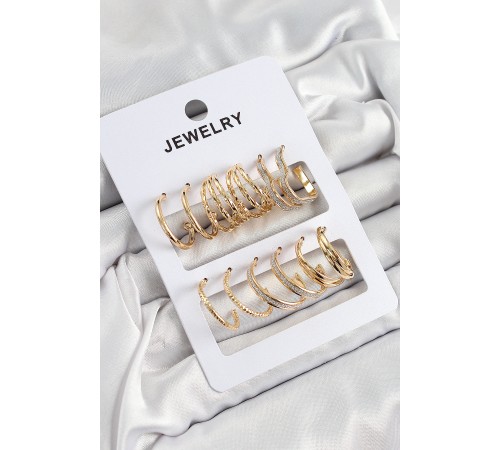 Pirinç Karışık Halka Model Gold Renk 6 Çift Kadın Küpe Set Pirinç Karışık Halka Model Gold Renk 6 Çift Kadın Küpe Set