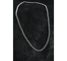 316L Çelik Klasik Oval Zincir Model Gümüş Renk Erkek Kolye