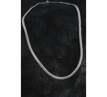 316L Çelik İşlemeli Ezme Zincir Model Gümüş Renk Erkek Kolye