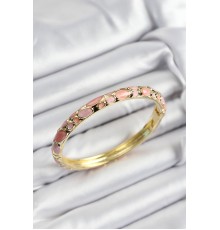 Mineli Pirinç Pembe Petek Motifli Gold Renk Kadın Kelepçe