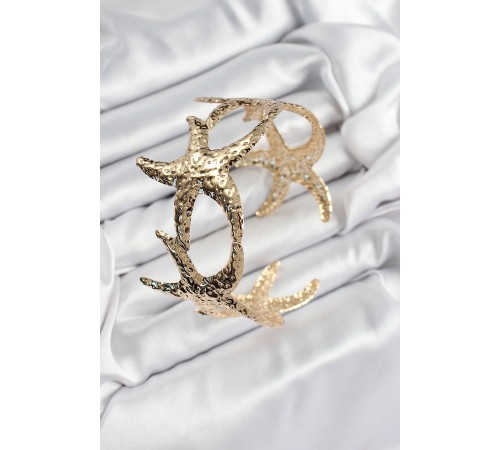 Pirinç Sıralı Deniz Yıldızı Model Gold Renk Kadın Pazu Bileklik