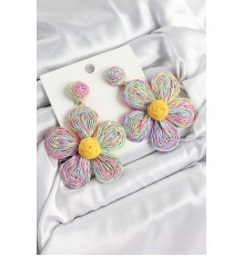Pirinç Rainbow Papatya Model Gold Renk Kadın Hasır Küpe