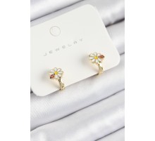 Pirinç Papatya Model Gold Renk Çocuk Küpe