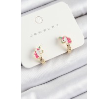 Pirinç Unıcorn Model Gold Renk Çocuk Küpe