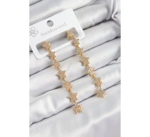 Pirinç Zirkon Taşlı Sallantılı Yıldız Model Gold Renk Kadın Küpe