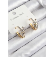 316L Çelik Zirkon Taşlı Düğüm Halka Model Gold Ve Gümüş Renk Kadın Küpe