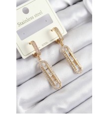 316L Çelik Zirkon Taşlı Sallantılı Messika Model Gold Renk Kadın Küpe