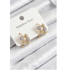 316L Çelik Zirkon Taşlı Topçuk Halka Model Gold Ve Gümüş Renk Kadın Küpe