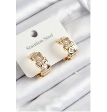 316L Çelik Zirkon Taşlı Halka Model Gold Renk Kadın Küpe