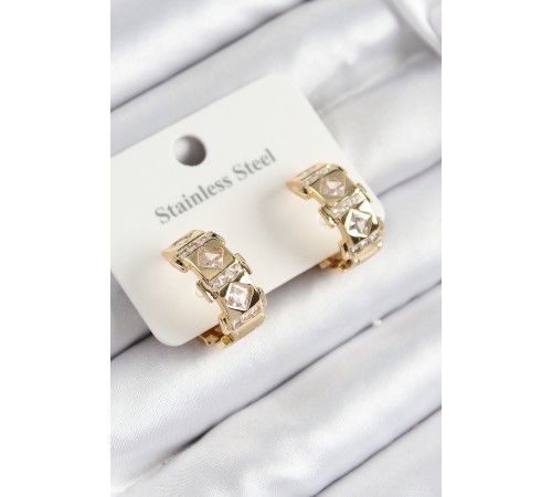 316L Çelik Zirkon Taşlı Halka Model Gold Renk Kadın Küpe 316L Çelik Zirkon Taşlı Halka Model Gold Renk Kadın Küpe