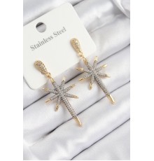 316L Çelik Zirkon Taşlı Pusula Yıldızı Model Gold Ve Gümüş Renk Kadın Küpe