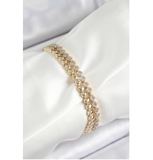 Xuping Pirinç Zirkon Taşlı Çift Görünümlü Model Gold Renk Kadın Bileklik