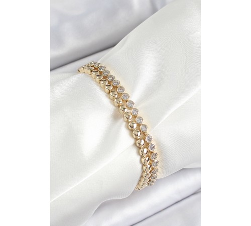Xuping Pirinç Zirkon Taşlı Çift Görünümlü Model Gold Renk Kadın Bileklik Xuping Pirinç Zirkon Taşlı Çift Görünümlü Model Gold Renk Kadın Bileklik