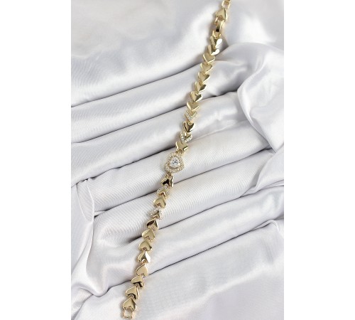 Xuping Pirinç Baget Kalp Model Gold Renk Kadın Bileklik Xuping Pirinç Baget Kalp Model Gold Renk Kadın Bileklik