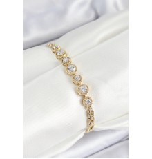 Xuping Pirinç Sıralı Daire Baget Model Gold Renk Kadın Bileklik