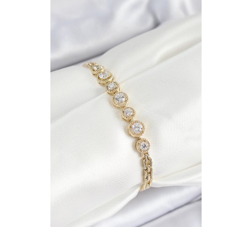 Xuping Pirinç Sıralı Daire Baget Model Gold Renk Kadın Bileklik Xuping Pirinç Sıralı Daire Baget Model Gold Renk Kadın Bileklik