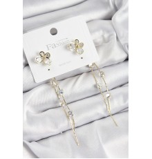 Pirinç Zirkon Taşlı Sallantılı Kelebek Model Gold Renk 925 Ayar Gümüş Çivi Kadın Küpe