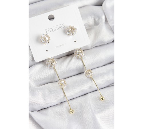 Pirinç Zirkon Taşlı Sallantılı Model Gold Renk 925 Ayar Gümüş Çivi Kadın Küpe Pirinç Zirkon Taşlı Sallantılı Model Gold Renk 925 Ayar Gümüş Çivi Kadın Küpe