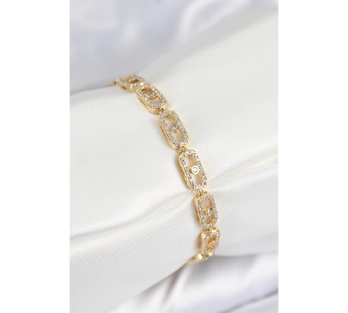 Pirinç Zirkon Taşlı Messika Model Gold Renk VIP Seri Kadın Bileklik Pirinç Zirkon Taşlı Messika Model Gold Renk VIP Seri Kadın Bileklik