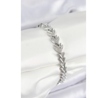 Pirinç Zirkon Taşlı Sıralı Ok Model Gümüş Renk Kadın Bileklik