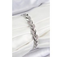 Pirinç Zirkon Taşlı Balık Kuyruğu Model Gümüş Renk Kadın Bileklik