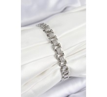 Pirinç Zirkon Taşlı Parçalı Model Gümüş Renk Kadın Bileklik