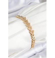 Pirinç Zirkon Taşlı Sıralı Ok Model Gold Renk Kadın Bileklik