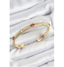 Pirinç Renkli Zirkon Taşlı Vintage Model Gold Renk Kadın Kelepçe